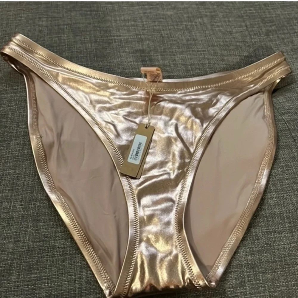 Skims Metallic Swim Dipped Mid Waist Bottoms